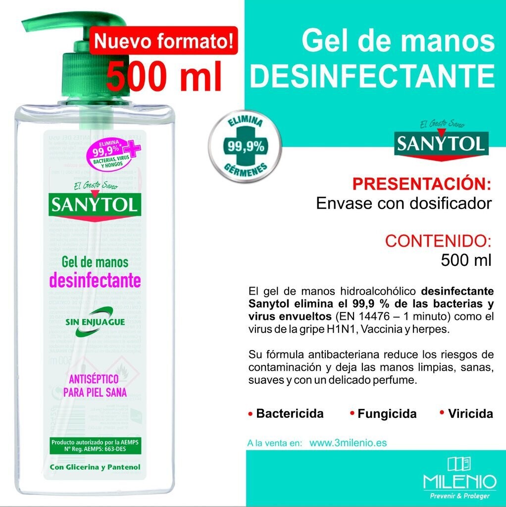 Gel hidroalcohólico desinfectante SANYTOL - 500 ml