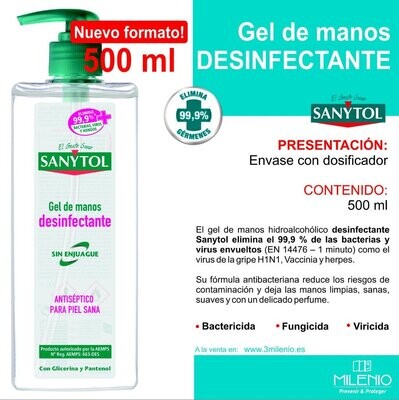 Gel hidroalcohólico desinfectante SANYTOL - 500 ml