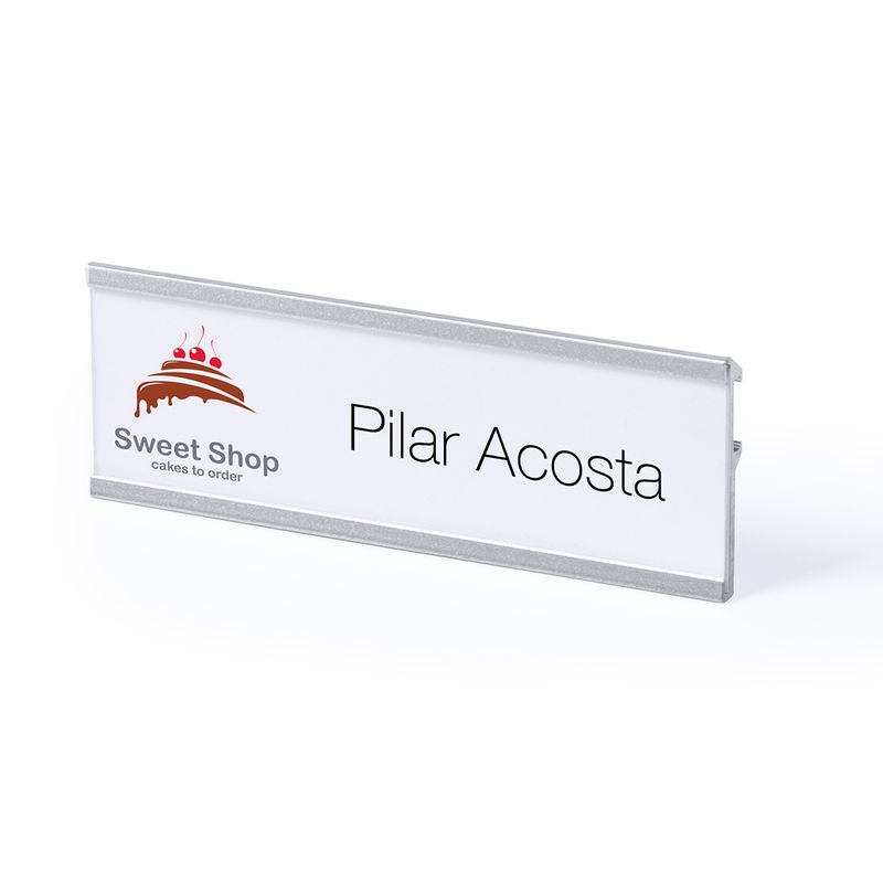Identificador con marcos de aluminio anodizado