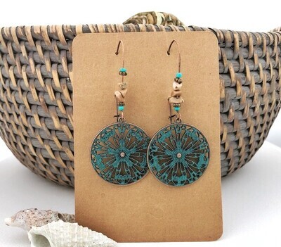 Ethnic boho earrings for women/filigree earrings/bohemian earrings/long ethnic earrings/geometric large discs earrings/gift for women