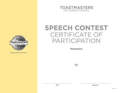 Speech Contest Participation Certificate