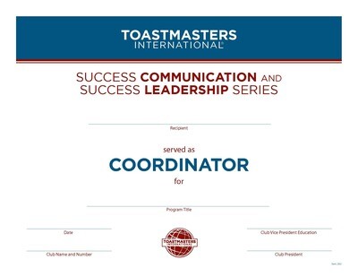 Coordinator Certificate - Success Communication & Success Leadership Programs