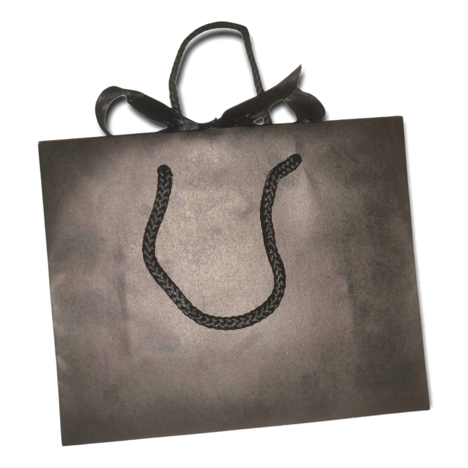 2x Black Giftbag With Handles + Ribbon 16x20x8cm