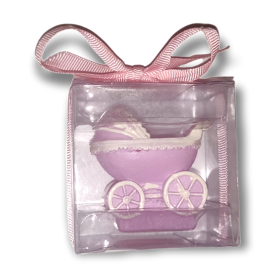 Pink Baby Pram Mini Cake Candle with box & Ribbon!