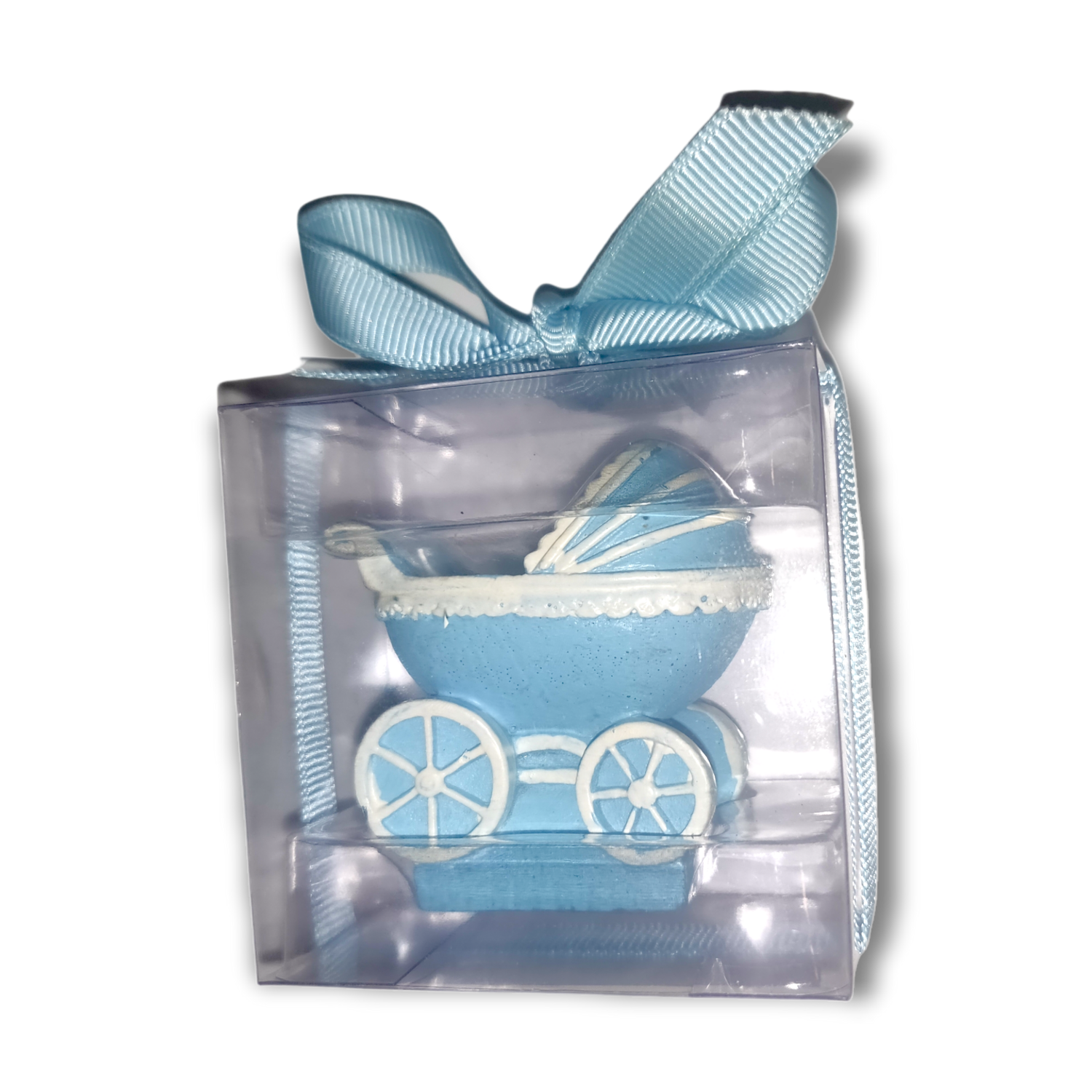 Blue Baby Pram Mini Cake Candle with box & Ribbon!