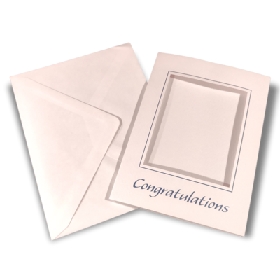 2x Congratulations Double Fold (Blue) Foil Printed Aperture Cards & Envelopes 145x198mm