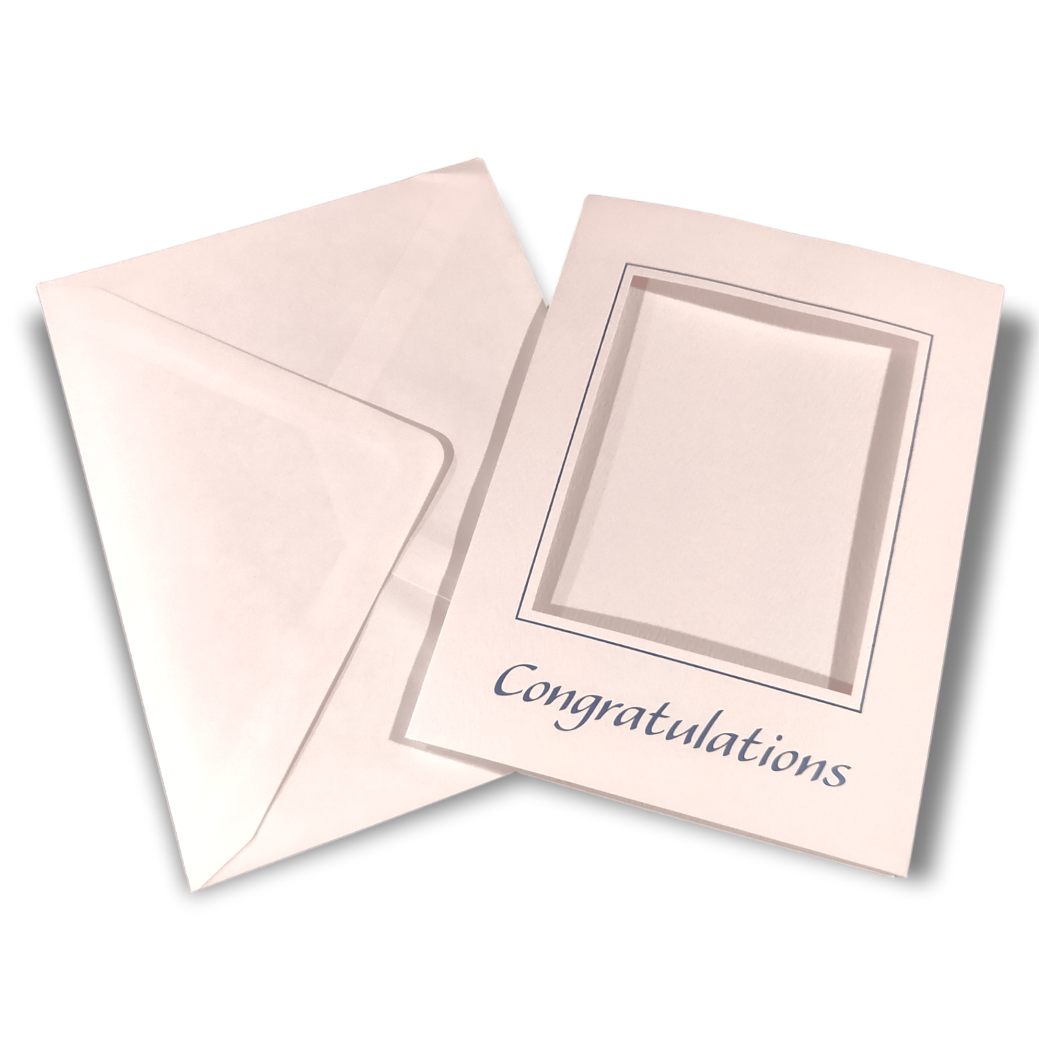 2x Congratulations Double Fold (Blue) Foil Printed Aperture Cards & Envelopes 145x198mm