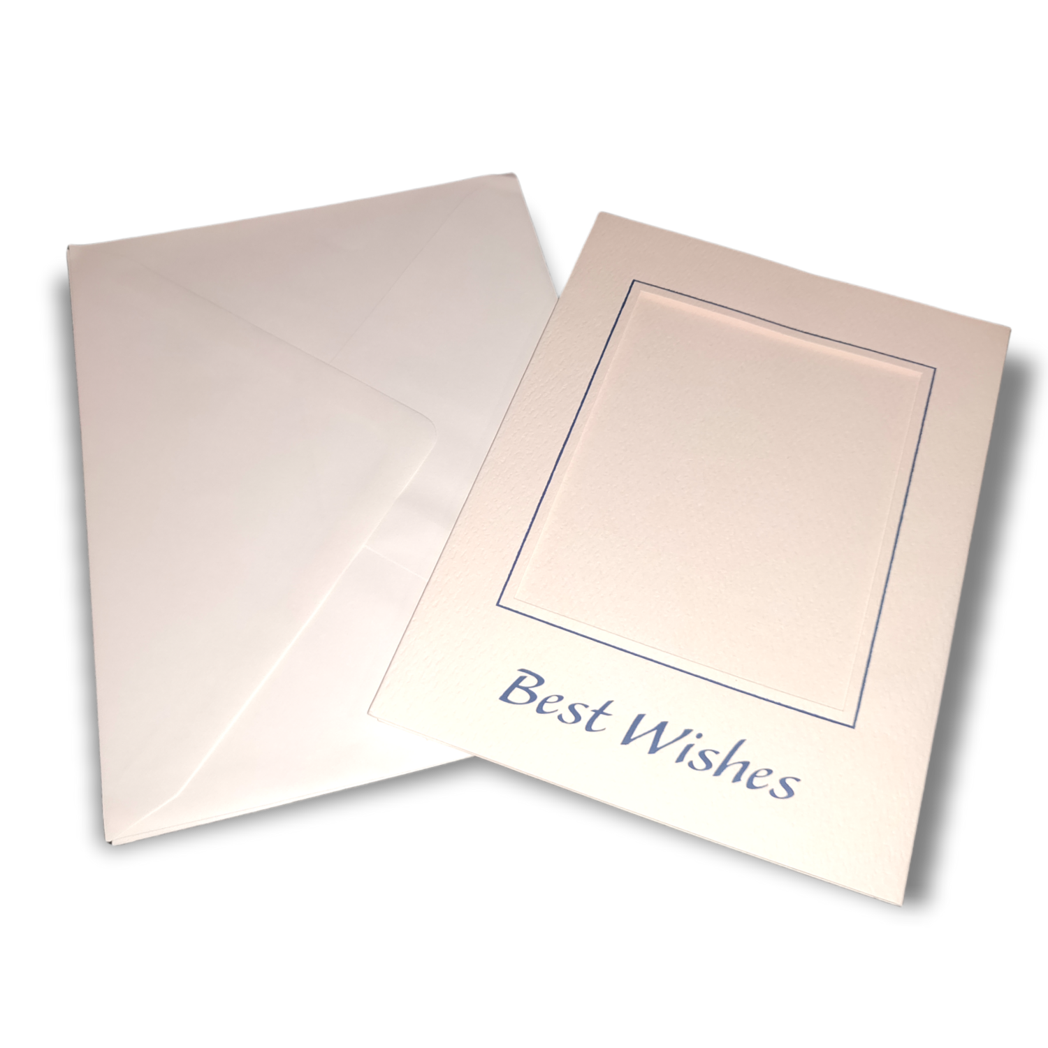 2x Best Wishes Double Fold Blue Foil Printed Aperture Cards & Envelopes 145x198mm