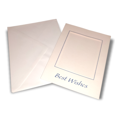 2x Best Wishes Double Fold Blue Foil Printed Aperture Cards & Envelopes 145x198mm