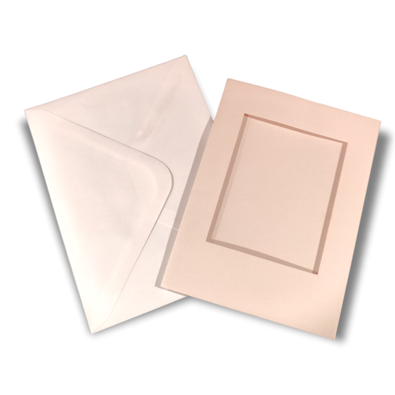 2x Pink Double Fold Textured Aperture Cards & Envelopes 145x198mm