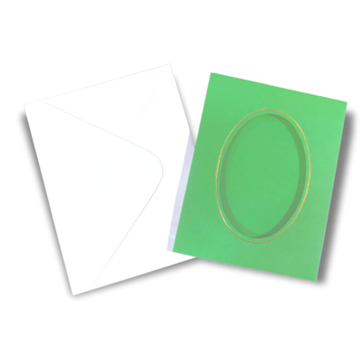 2x Small Green Double Fold Aperture Cards & Envelopes 88x114mm