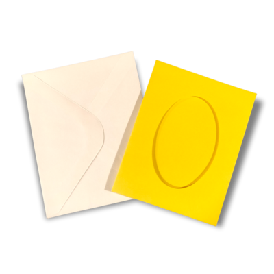 2x Small Yellow Double Fold Aperture Cards & Envelopes 88x114mm