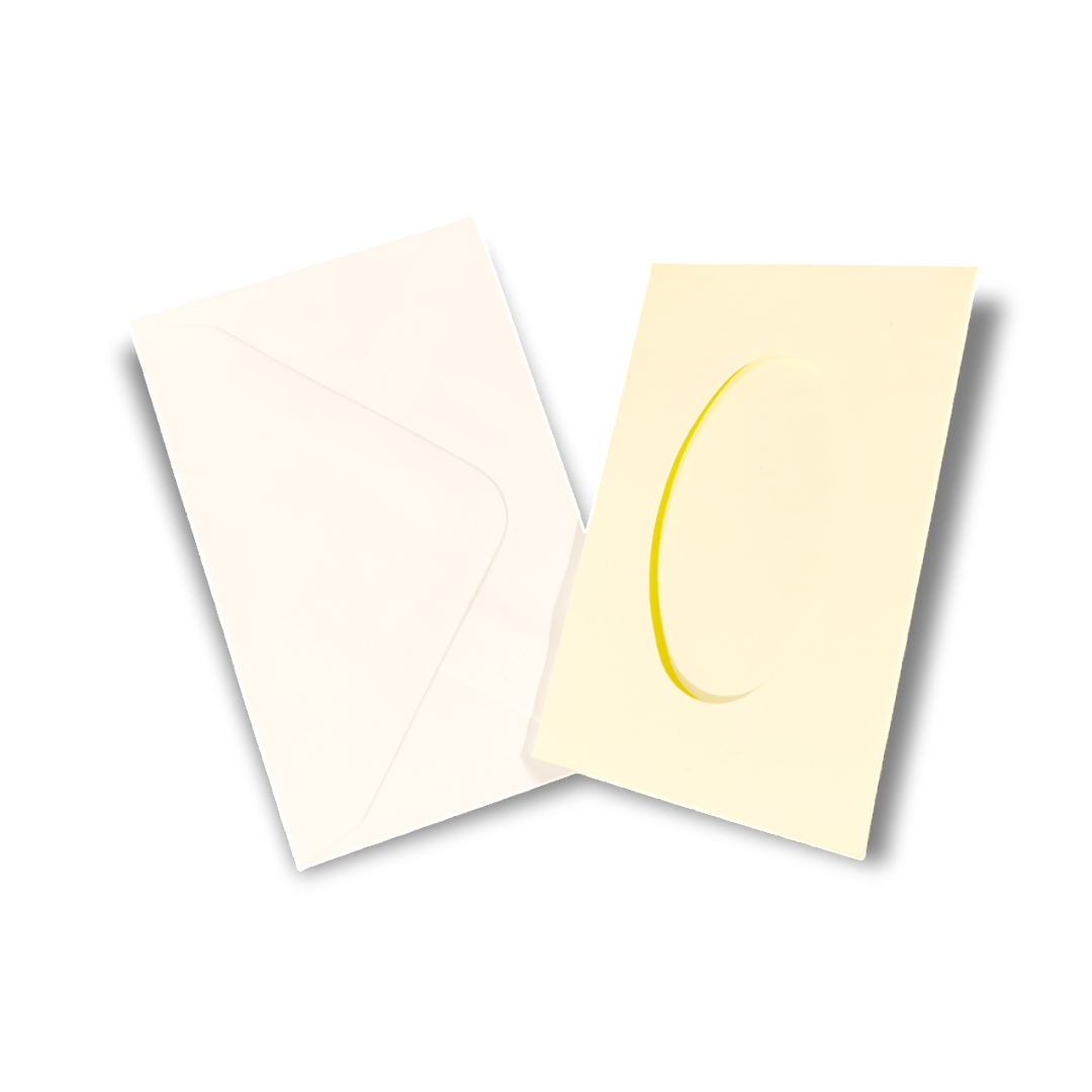 Small Pale Yellow Double Fold Aperture Card & Envelope 56x89mm