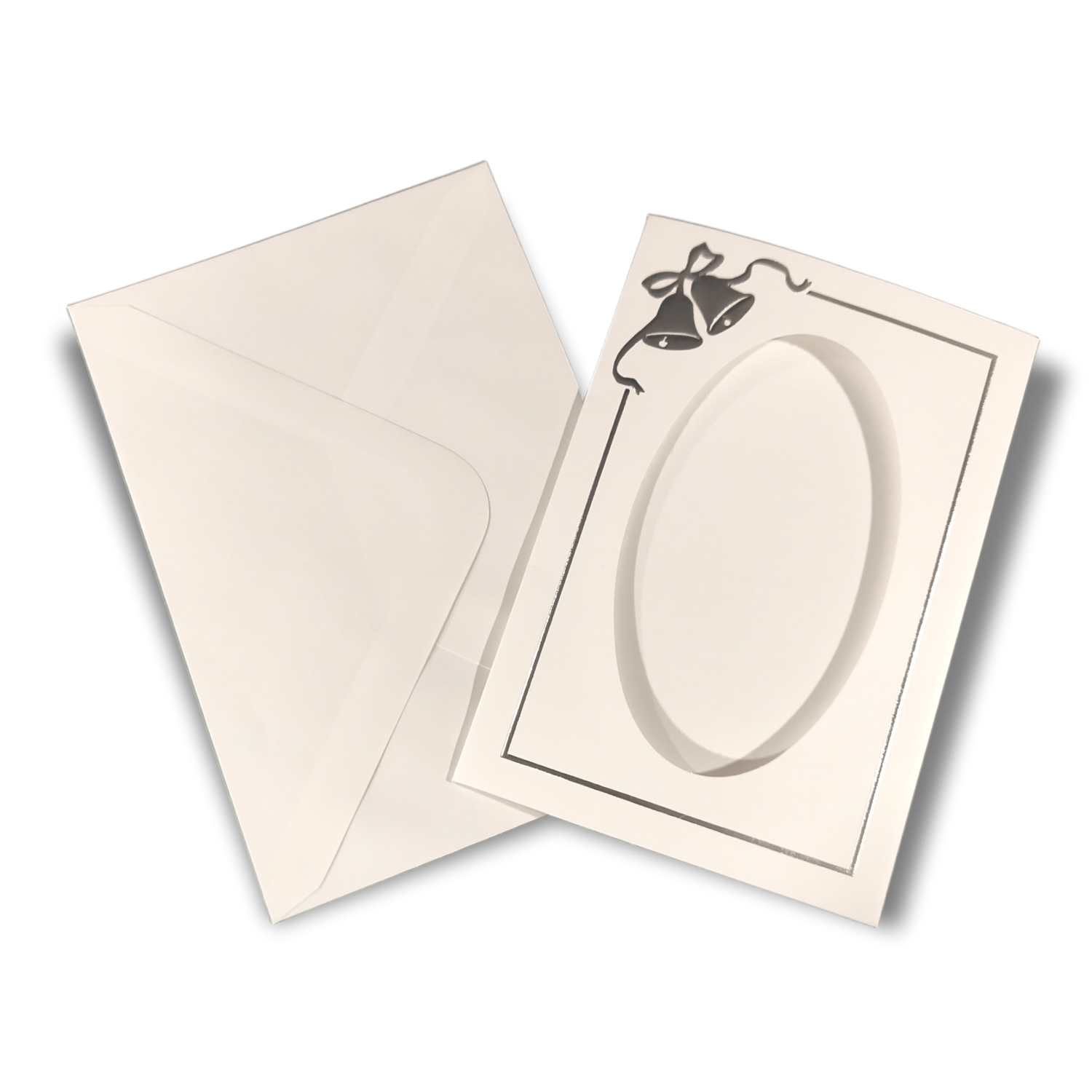 Double Fold (Silver Bells) Foil Printed Border Aperture Card & Envelope 104x152mm