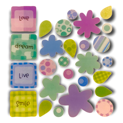 Sticker Sheet - Love, Dream, Live, Smile 51 Stickers!