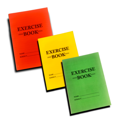 5x A5 Lined Exercise Books - Choice of Green, Red or Yellow
