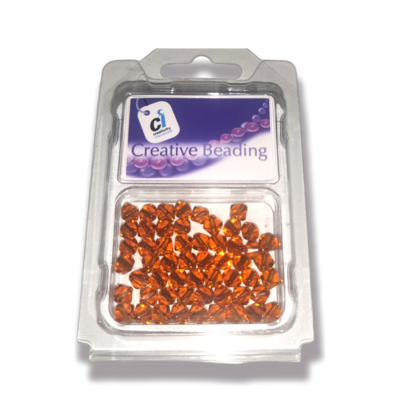 Pack of Amber Glass 6mm Rondelle Beads
