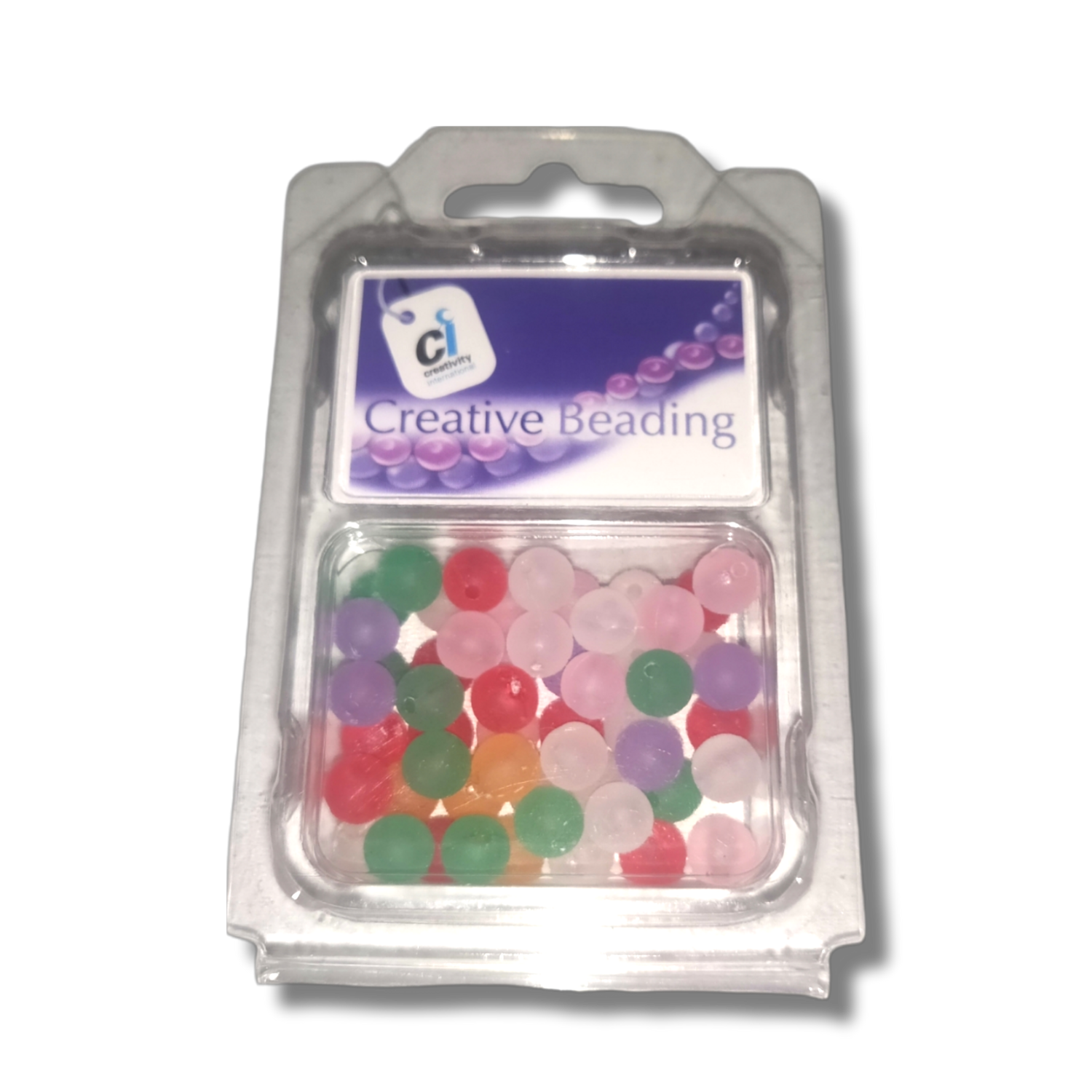 Pack of Mixed Colour Frosted Glass Beads