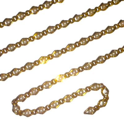 50cm White Beaded Chain Gold Coloured (7x5mm)