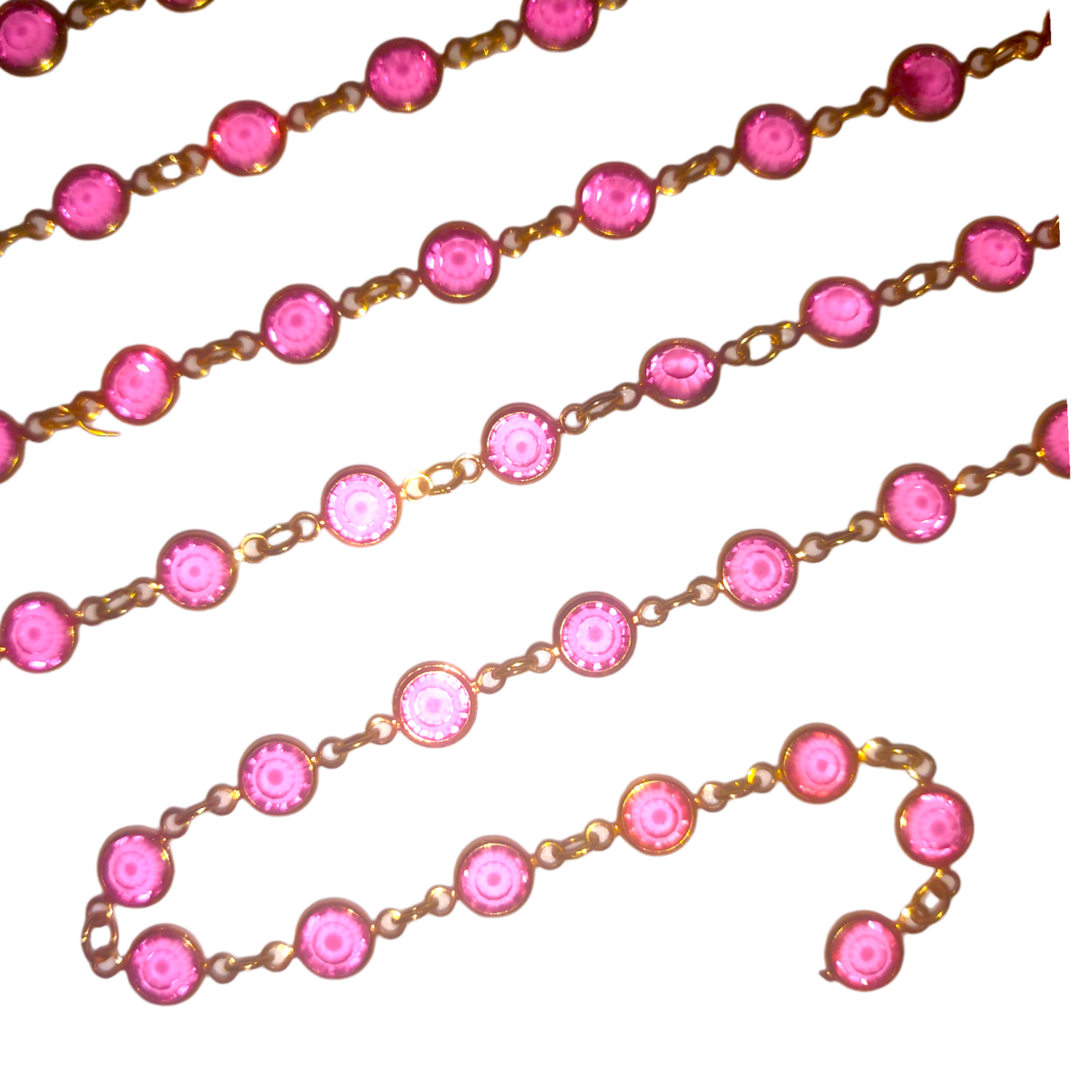 50cm Pink Rhinestone Chain Gold (7x3.5mm)