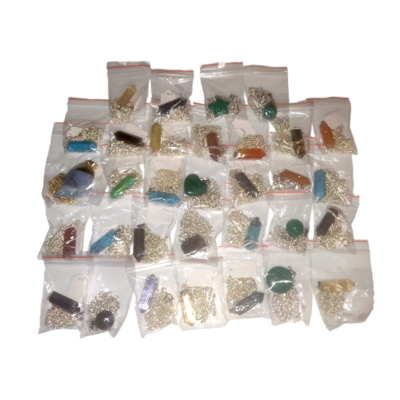 10x Mixed Gemstone Pendants with Silver Coloured Metal Necklaces (Random)