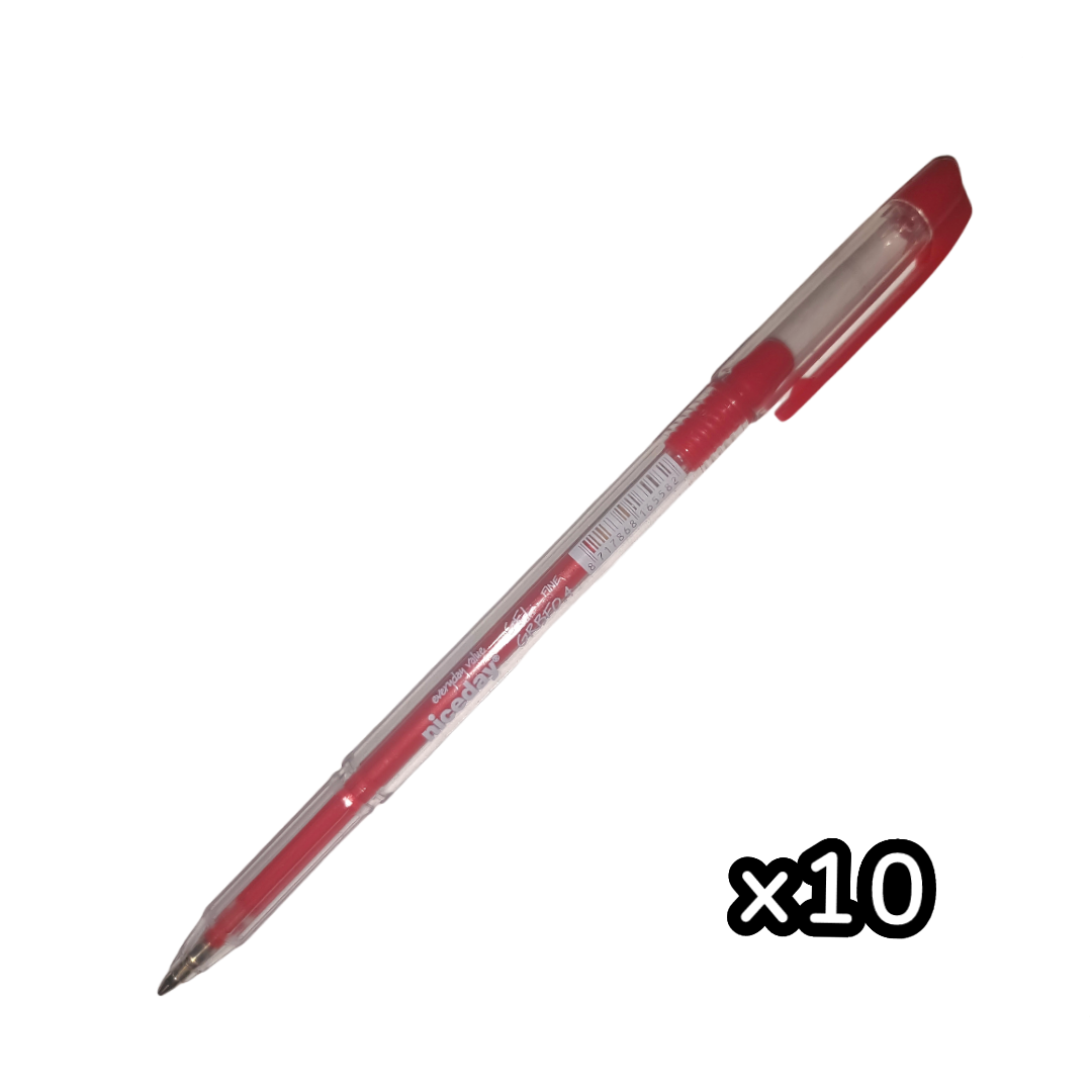 10x Gel Pens - Red Niceday Everyday Value Fine