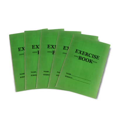 5x A5 Lined Green Exercise Books