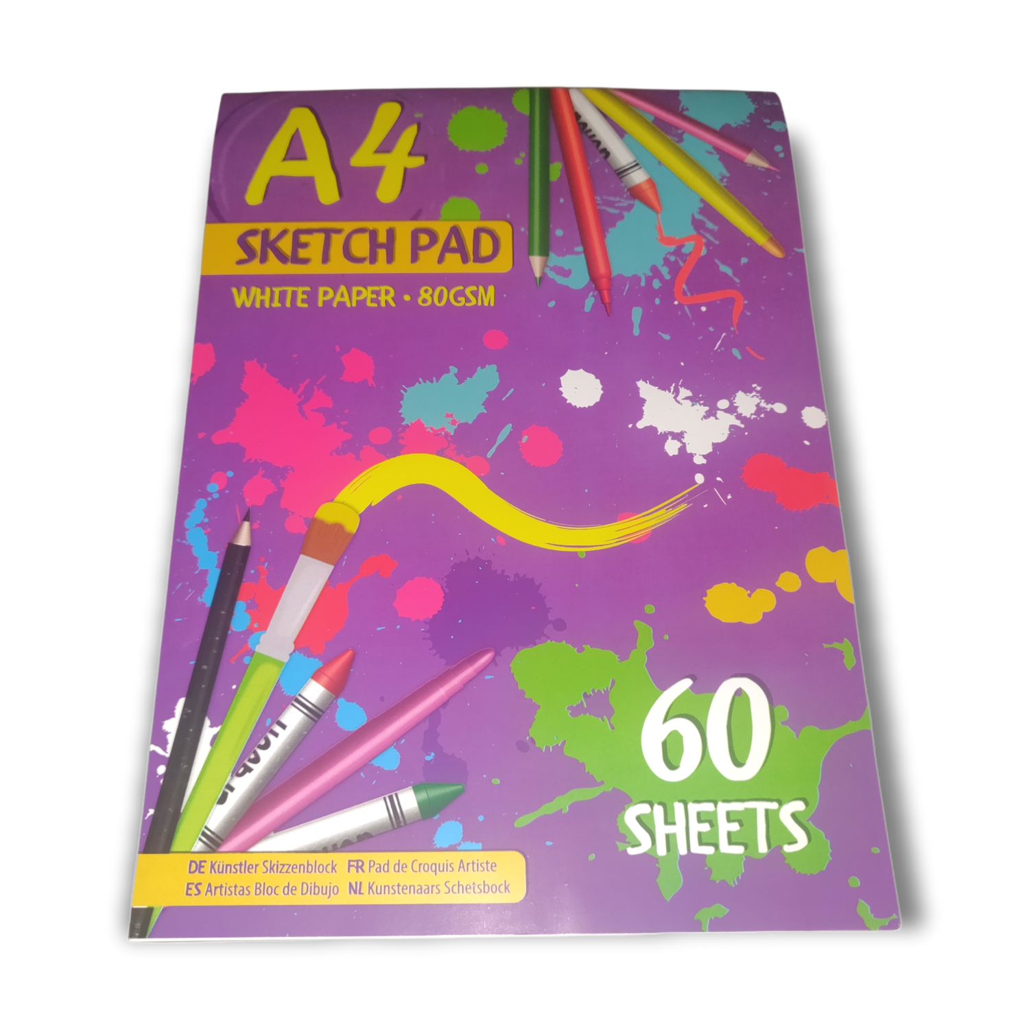 A4 Purple Sketch Pad - 60 White Sheets of 80gsm Paper