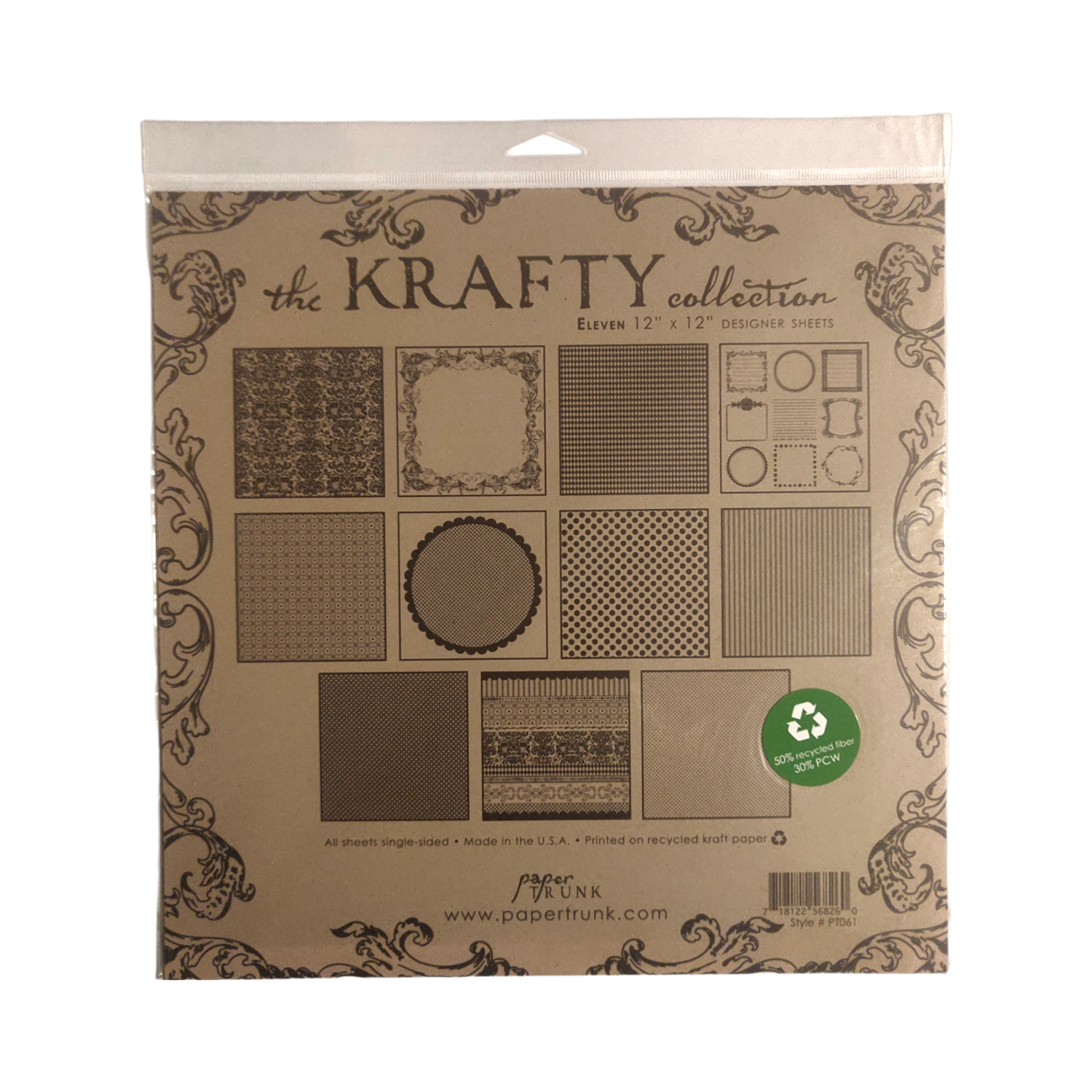 11x Designer Sheets of 12" x 12" Kraft Paper "the KRAFTY collection" by Papertrunk