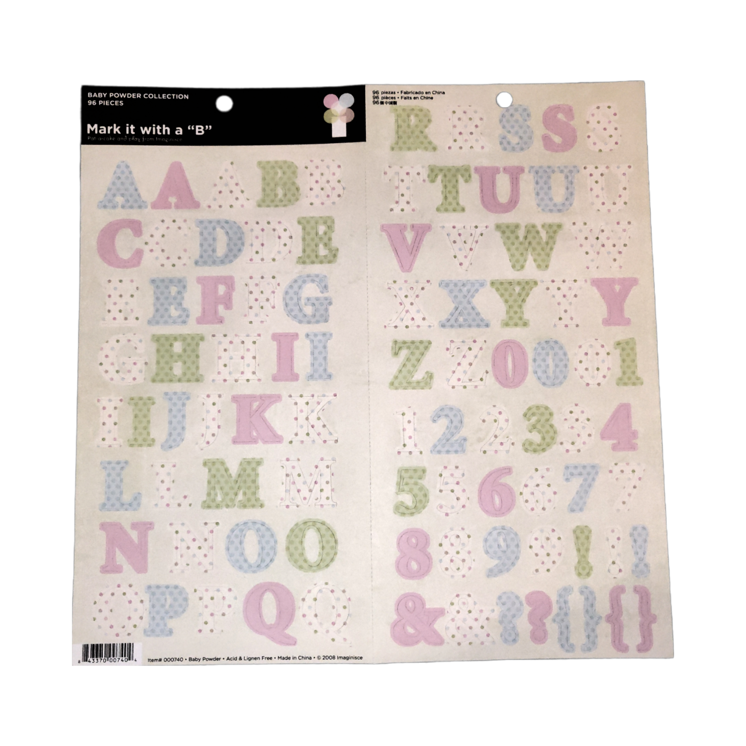 96 Découpage Letters & Numbers! 1x Sheet From the "Baby Powder" Collection by Imaginisce.