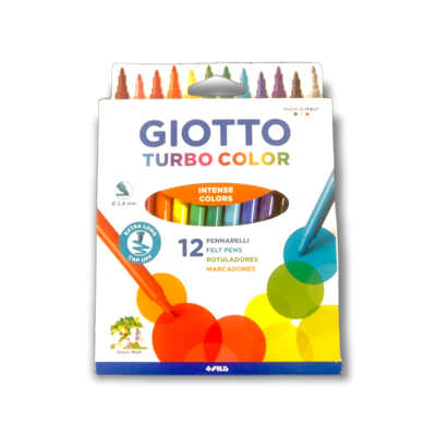 Giotto Turbo Colour 2,8mm Felt Pens x12 "Intense Colors" by Fila