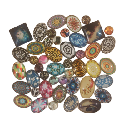 100g of Glass Cabochons Mixed Size, Colour & Shapes! (Example Picture, Products may vary)
