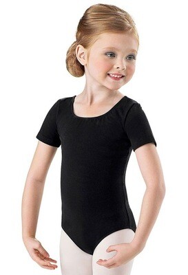 Children's Short Sleeve Leotard, Colour: Black, Size: XX-Small (2)