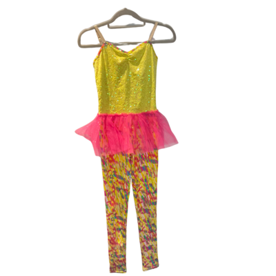 CHILD M - Weissman’s - Yellow Unitard with Pink Skirt - Jazz / Tap