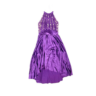 CHILD L - Tenth House - Purple Satin Dance Dress with Lace Detail - Ballet / Lyrical / Contemporary