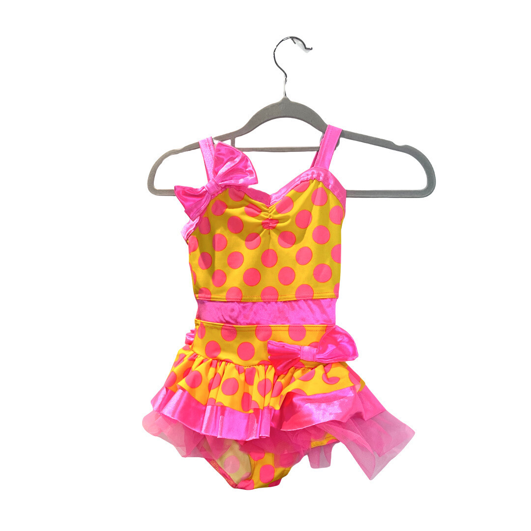 CHILD S - Weissmans - Pink / Yellow Polka Dot Dance Dress - Jazz / Tap / Acro
