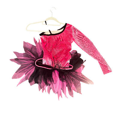 CHILD L - Jazzmatazz - Pink / Black Velvet Bodysuit with Tutu Skirt - Jazz / Tap
