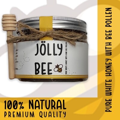 White honey with bee pollen
