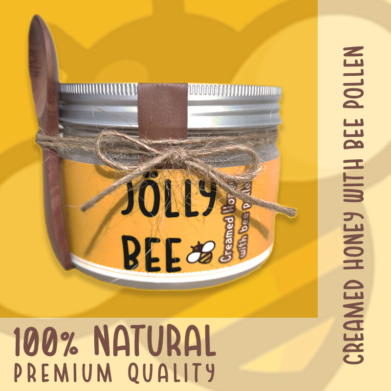 Creamed honey with bee pollen