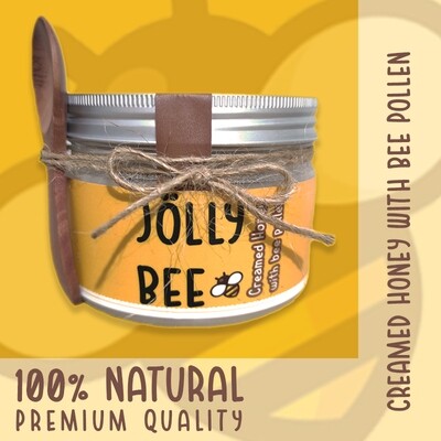Creamed honey with bee pollen