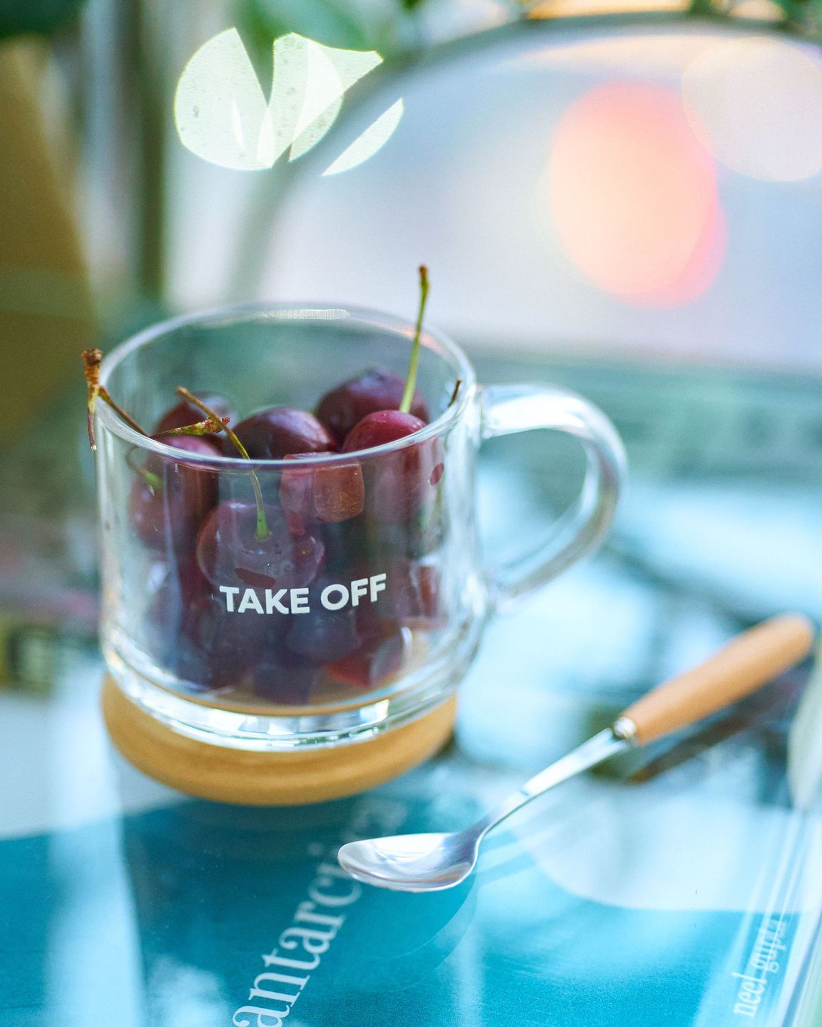 Glass Mug with Coaster and Spoon