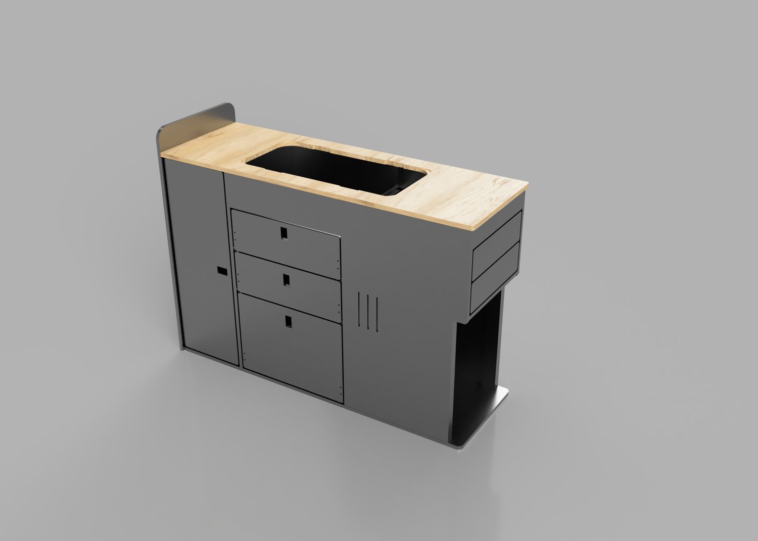 Large Campervan Kitchen Pod with Oak Worktop – LWB Crafter Compatible 1410
