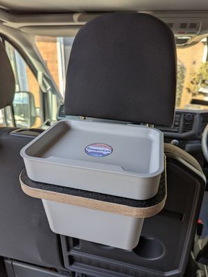 VW Campervan Headrest Bin Holder for IKEA HÅLLBAR 3L Bin – T5 T6 Crafter Compatible