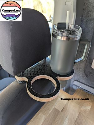 Double Cup Holder for VW Crafter/MAN TGE &amp; T5/T6 – 14mm Headrest, 69-90mm