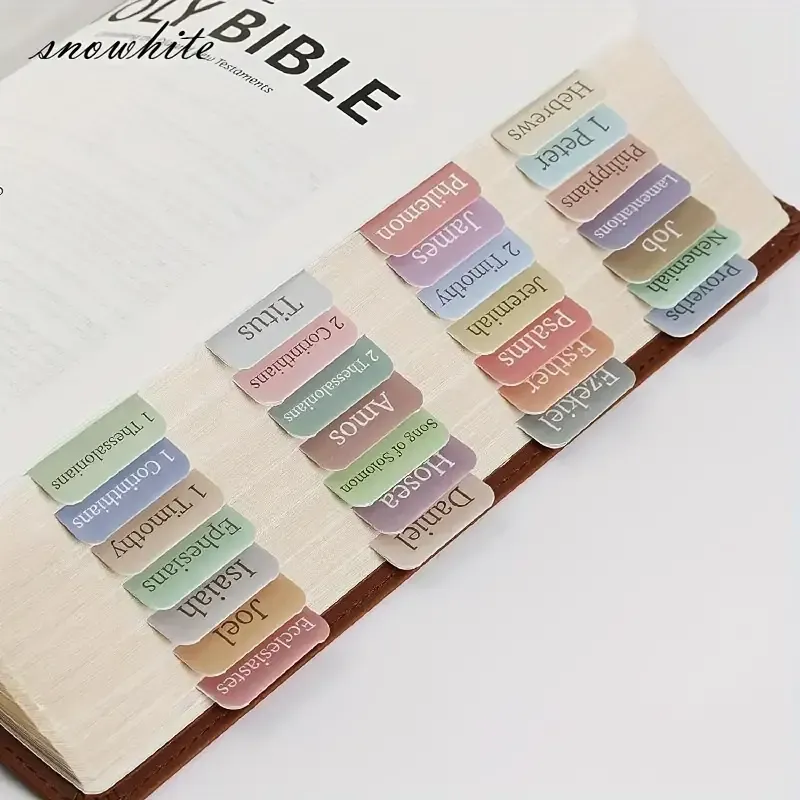 Bible Book Labels – Effortless Organization for Scripture Study, Description: Minimal laminated tabs