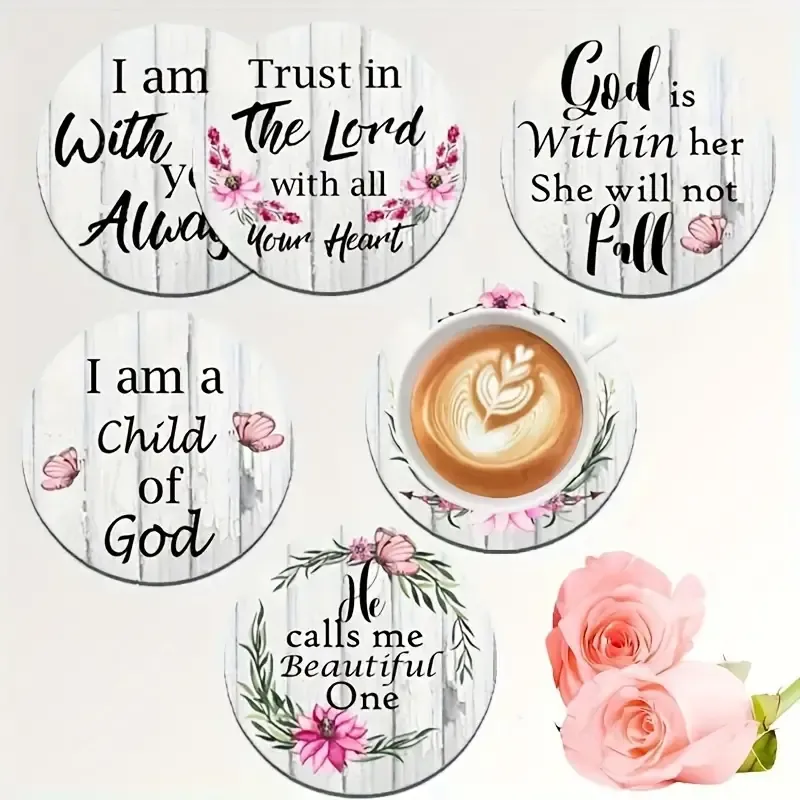 6-Piece Inspirational Wooden Trivets &amp; Coasters Set
