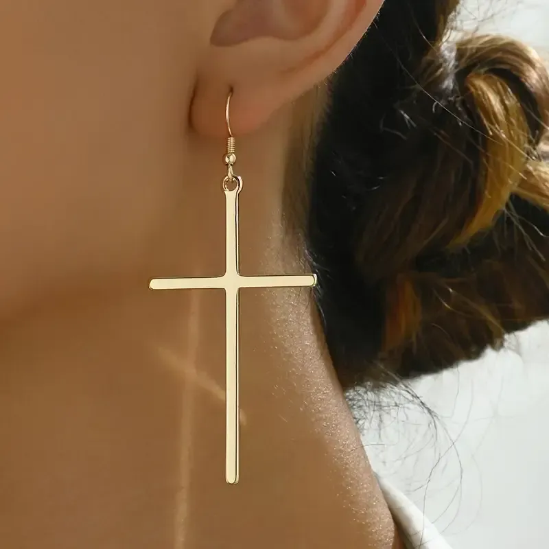 Modern Minimalist Cross Dangle Earrings