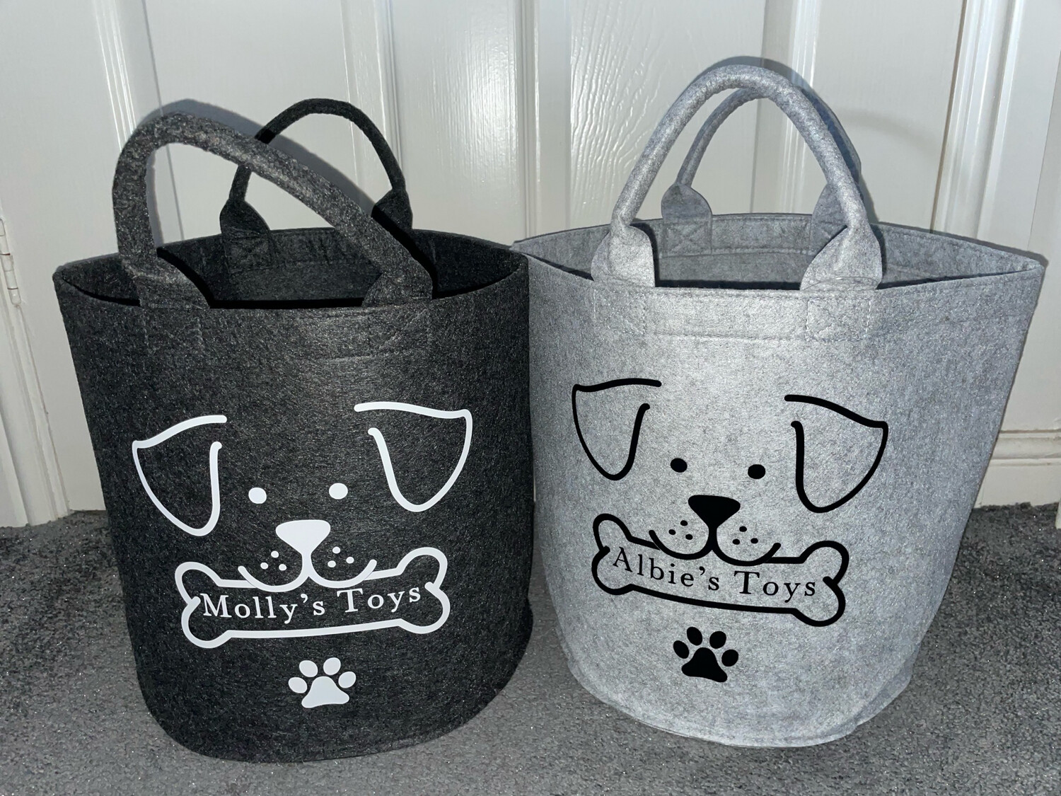 Personalised Pet Storage Toy Basket / Felt Trug