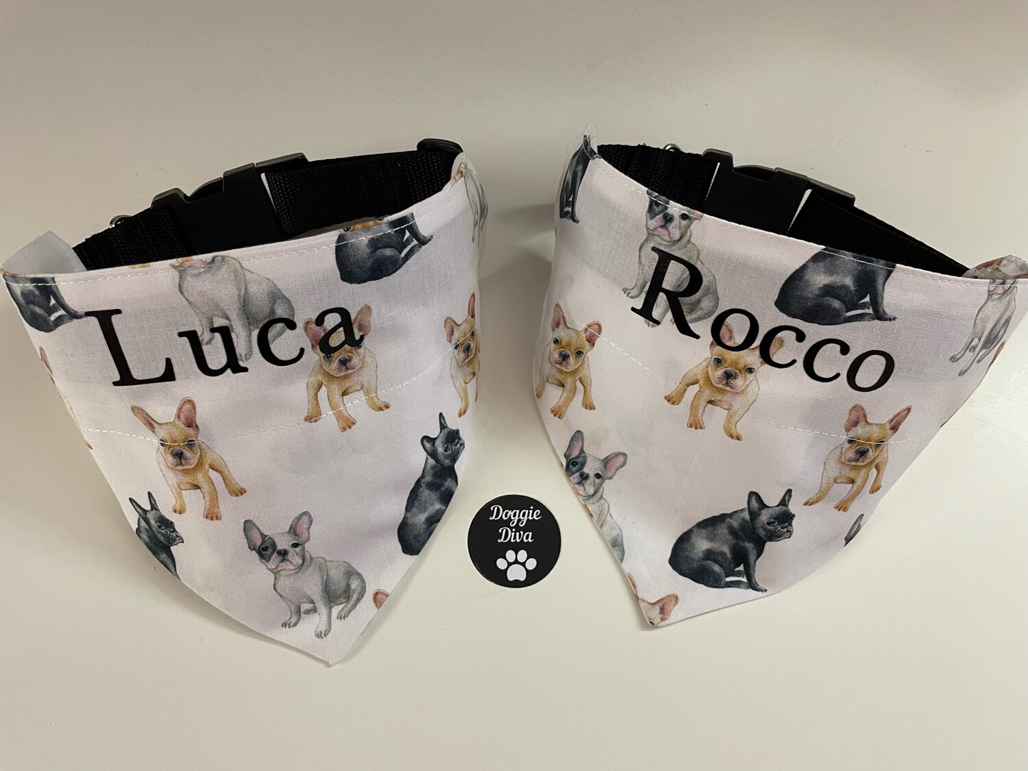 Personalised French Bulldog Bandana &amp; Adjustable Collar