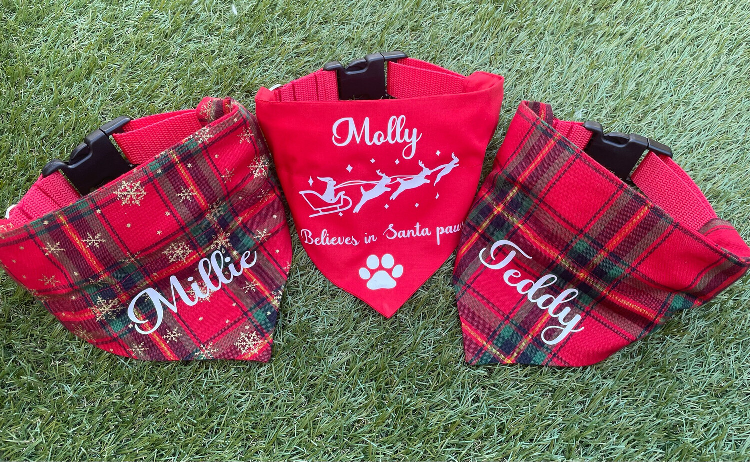 Personalised Tartan Dog Bandana &amp; Adjustable Collar